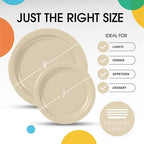 Party Solids Exquisite Ivory Paper Plates Disposable Heavy Duty 200 Pcs - 100-7 & 100-9 Ivory Disposable Plates for Party Heavy Duty 350 GSM for Birthday Supplies - Image 3
