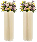 2Pcs Cylinder Stands for Party Foldable Cardboard Centerpiece Display Round Stands Centerpiece Cake Pedestal Stand 100LBS for Wedding Party Birthday Decor 100cm High (2Pcs) by Unknown
