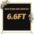 Metal Arch Stand and Cover Set Wedding Arches Backdrop Stands Square 6.6FTx6.6FT Portable Balloon Arched Frame Stand with Black Arch Cover Spandex for Wedding Birthday Party Ceremony Decor by PATYDEST