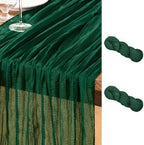 DeZerlor Emerald Green Cheesecloth Table Runners 2 Pack Christmas Runners by DeZerlor