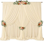 30ft x 10ft Champagne Backdrop Curtains, Wrinkle-Free Sheer Chiffon Fabric Photo Backdrop Drapes for Wedding Arch Party Ceremony Stage Photography Decorations by WishCare