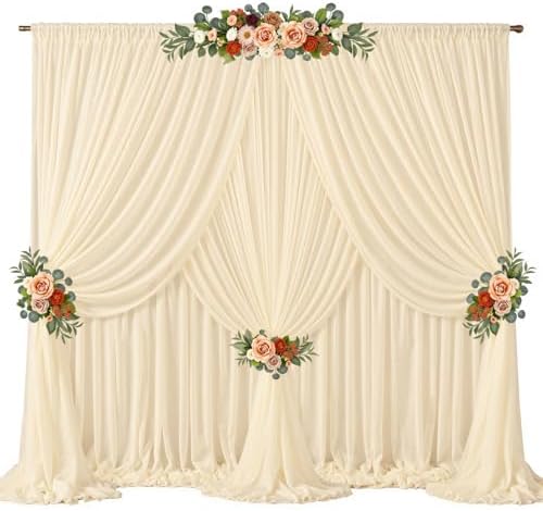 30ft x 10ft Champagne Backdrop Curtains, Wrinkle-Free Sheer Chiffon Fabric Photo Backdrop Drapes for Wedding Arch Party Ceremony Stage Photography Decorations by WishCare