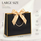 Silkfly 24 Pcs Paper Gift Bags with Handles & Bow Ribbon, Black, Gold - Image 2