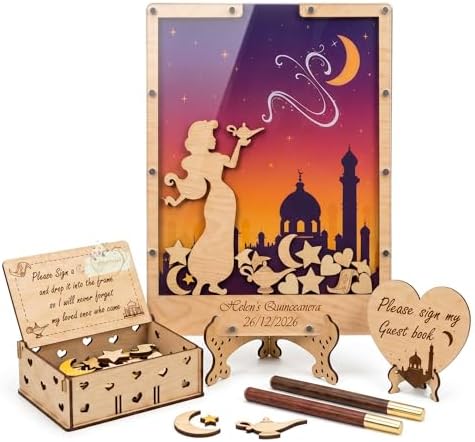 Quinceanera Guest Book Alternative Drop Box Frame, Arabian Nights Sweet 16 by Handmade