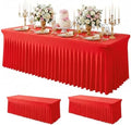 2Pack Red Spandex Tablecloth for 8FT Rectangle Tables,Table Skirt by Baoszty