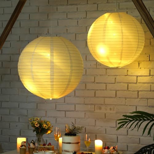 Glooglitter 5 Pcs 20 Inch White Paper Lanterns Large Round Party - Image 5