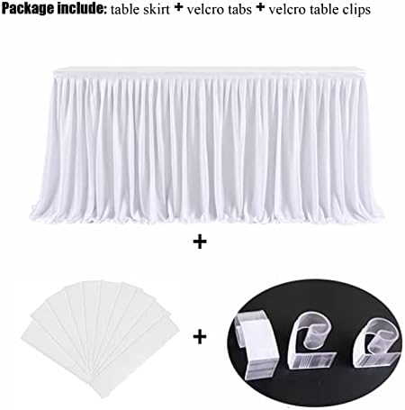 Ruffle Table Skirt for Teacher Desk Classroom Wedding Birthday, White, 21ft - Image 2