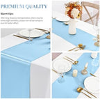 24 Pack Light Blue Satin Table Runners 12 x 108 Inch Long Sky Blue Table Runners for Rectangle Round Tables, Smooth Satin Table Runner for Wedding,Birthday Party Banquets Engagements Decoration - Image 4