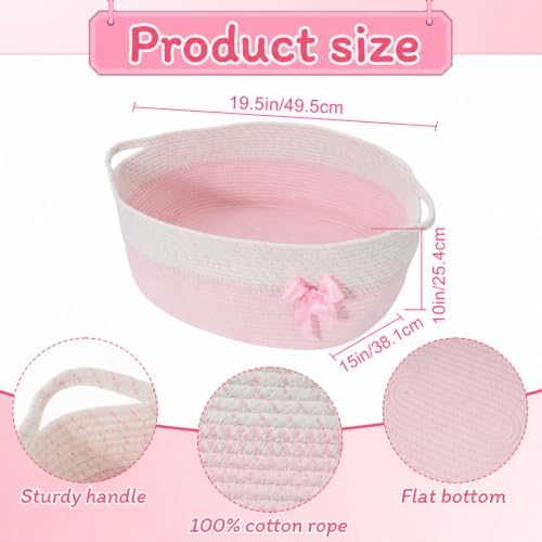 Colingmill Extra Large Woven Gift Basket,Pink,19.5 Inch - Image 2