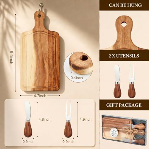 Ziliny 6 Sets Baby Shower Prizes Mini Charcuterie Board, Acacia Color - Image 2