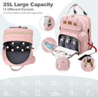 JSTPRO Large Diaper Bag Backpack with Changing Station, Pink - Image 2