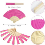 50 Pieces Paper Fans Paper Hand Fan Bamboo Folding Fan Handheld Fan Paper Folded Fan Paper Fan for Wedding Party and Home Decoration (Hot Pink) - Image 2