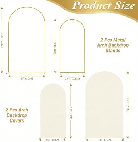 Arttown Arch Backdrop Stand Set, 7.2FT and 6FT, for Wedding Event Beige - Image 2
