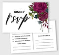 RSVP Postcards (Set of 50) 4"X6" Blank with Mailing Side,RSVP Reply Response Cards for Wedding Burgundy Floral Print Return Cards by Inkdotpot