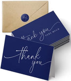 Thank You Cards | Bulk Greeting Cards | 100 Pack (Navy Blue) by PaperPlayDesign