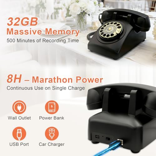 Audio Guest Book Wedding Phone, Customized Audio Messages, Retro Rotary Audio Guestbook for Wedding, Baby Shower, Birthday Party, Anniversary, Graduation (Matte Black) - Image 4