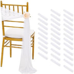White Chair Sashes for Wedding: 32 Pieces 8ft Long Sheer Draping Fabric - Party Dinner Hotel Event Decoration by Fanqisi