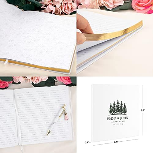 Andaz Press Personalized Wedding Guestbook with Gold Accents, Pine Trees White Guest Sign in Guest Registry 120 Pages 8.5 X 8.5 Memories Book for DIY, Scrapbook, Photo Album - Image 5