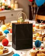 qiqee 600-Packs Black Paper Gift Bags with Handles Bulk 8.3"x6"x3.15" Small Size Paper Bags Multiple Uses - Image 5