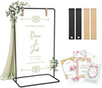 Welcome Sign Stand for Wedding - Adjustable Heavy Duty Easel w/Design Bundle & Leather Straps, Wedding Sign Stand for Welcome Signs, Seating Charts Display (Black) by VibeHaven