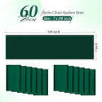 YMHPRIDE 60 PCS Emerald Green Satin Chair Sashes,7x108 Inch Ties Chair Bows - Image 2