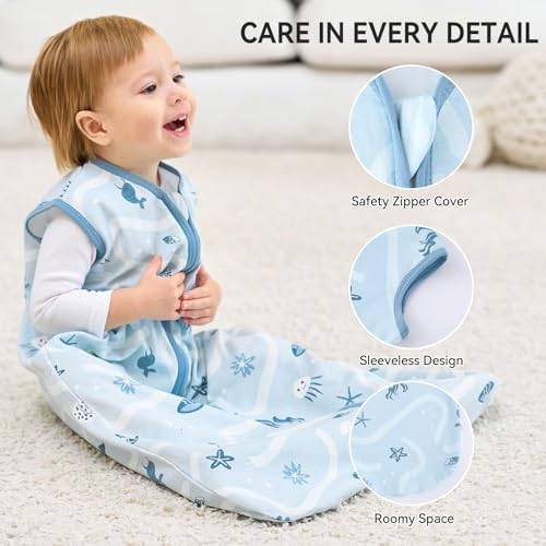 Yoofoss Baby Sleep Sack 6-12 Month 0.5TOG 100% Organic Cotton 2-Way Zipper - Image 4
