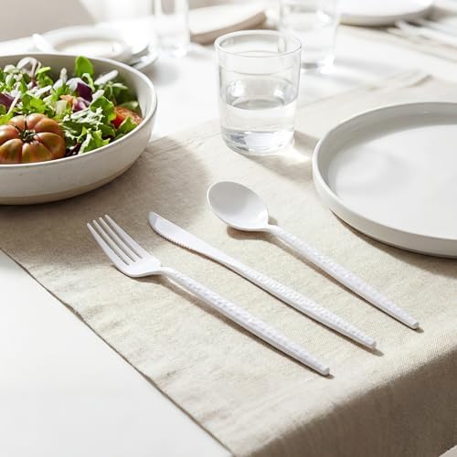 Supernal 360pc Heavy Duty White Plastic Silverware Set for Wedding Party - Image 2