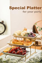 LAUCHUH 3 Tier Serving Tray, Porcelain Serving Platter Tier Serving Stand - Image 6