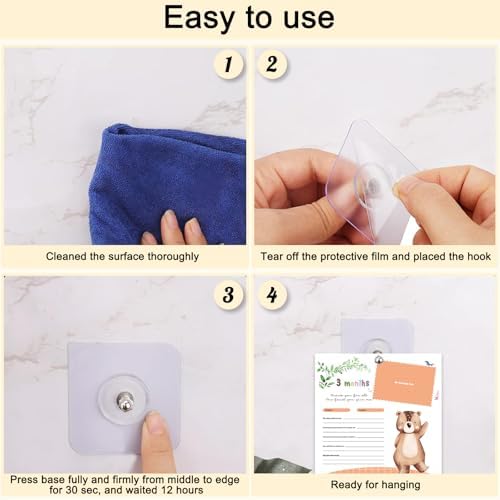 Baby's First Year Calendar with Stickers - 1st Year Tracker and Memory Book for Girls and Boys - Document and Cherish Milestones with Pocket and Drill Free Adhesive Hook - Image 4