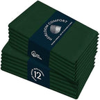 Forest Green Cloth Napkins 18x18 Inch - 12 Pack - 100% Cotton, Soft, Durable, Absorbent, Washable, Reusable - Hemstitch Mitered Edges - Perfect for Weddings, Fall, Dinner, Everyday by HEIRLOOMCOMFORT