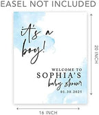 Andaz Press Custom Large Baby Shower Welcome Sign, 16" x 20", Baby Blue Watercolor It's A Boy Personalized Canvas Welcome Sign, Signage, Canvas Sign for Baby Sprinkle, Fall Baby Shower Decorations - Image 5