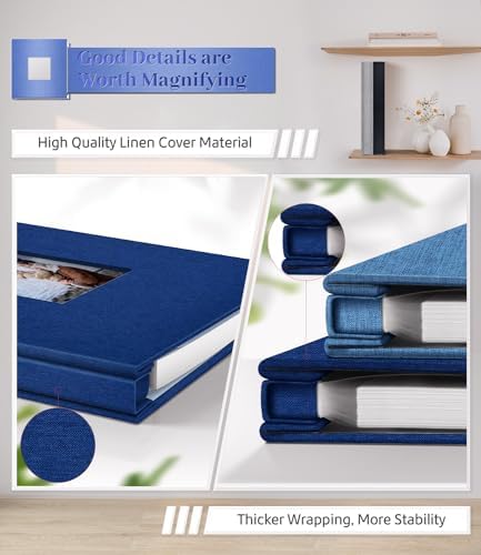 Artfeel Photo Album Self Adhesive Scrapbook Album for 3x5 4x6 5x7 8x10 Pictures,60 Pages Linen Cover with Display Window DIY Photo Book,Ideal Gifts for Family Travel Wedding Baby - Image 5
