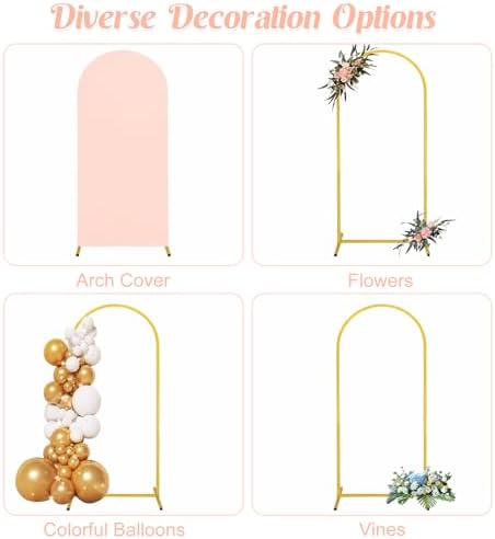 7.2FT, 6FT Wedding Arch Stand and Matching Light Pink Spandex Fitted Arch Backdrop Cover Set, Round Top Chiara Backdrop Stands and Covers for Birthday Party Baby Shower Banquet Decor (Light Pink) - Image 5