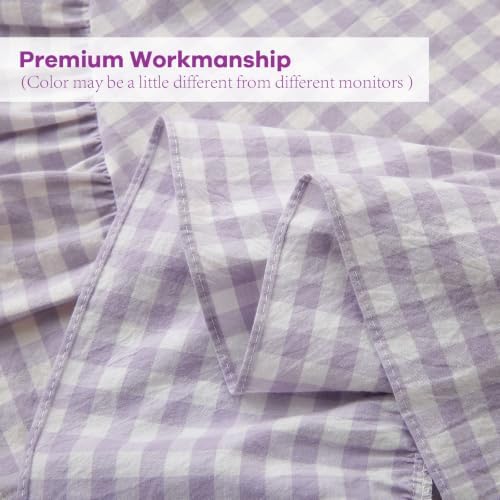 Lavender White Gingham Nightstand End Tablecloth Round Dia.51” - Image 6