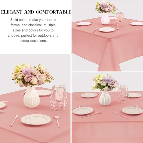 4 Pack Square Table Cloth 52x52 Inch Tablecloth Machine Washable Fabric Polyester Table Cover for Dining, Buffet Parties, Picnic, Events, Weddings Decor（Dusty Rose） - Image 3