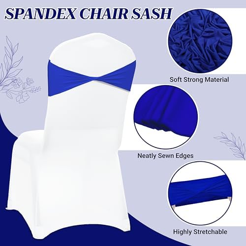 MDS Pack of 75 Spandex Chair Sashes Without Slider Buckles – Royal Blue - Image 3