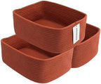 XUANGUO Small Woven Storage Baskets for Shelves, 13" x 9" x 5", Rustic by XUANGUO