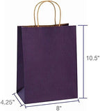 BagDream Medium Gift Bags with Handles 8x4.25x10.5 Inch Purple 100 Pcs Bulk - Image 2