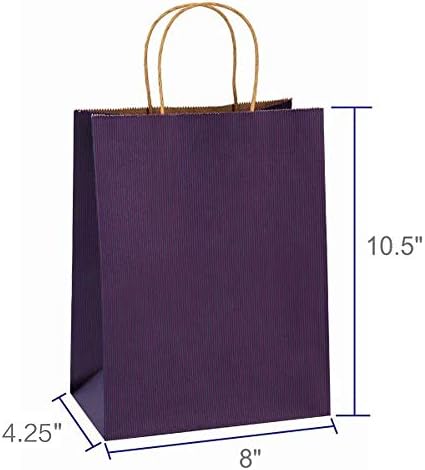 BagDream Medium Gift Bags with Handles 8x4.25x10.5 Inch Purple 100 Pcs Bulk - Image 2