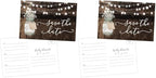 Your Main Event Prints 50 Rustic Mason Jar Save The Date Cards for Wedding, Engagement, Anniversary, Baby Shower, Birthday Party, Wood Save The Dates Postcard Invitations (Pack of 2) by YourMainEventPrints