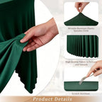 Dark Green Round Spandex Tablecloths, 5FT/60In Stretchy Table Cloth with Skirt, 4 Pack Washable Fitted Tablecloth, Circle Wrinkle Free Table Cover for Party Dining Banquet Events - Image 4