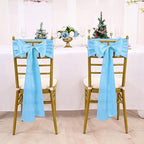 fani Light Bule Satin Chair Straps Bows,60 PCS 7x108 Inch,Chair Sash - Image 5