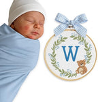 Embroidery Baby Name Sign, Personalized Welcome Baby Hoop Sign with Bow, Custom Baby Name Sign for Hospital, Infant Baby Shower Gifts New Parents (10) by Chikky