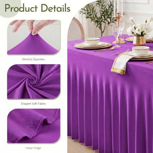 2Pack Spandex Tablecloth for 8FT Rectangle Tables,Table Skirt - Image 4
