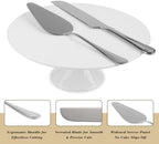 10 Inch White Porcelain Wedding Cake Stand with Knife and Server Set - Image 6