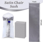MDS® Pack of 100 Satin Chair Sashes for Wedding & Events – Silver Grey - Image 3