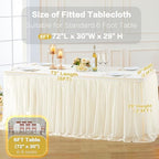 4 Pack Champagne Table Cloth for 6 Foot Rectangle Tables, Stretch Fitted Tulle Table Covers Skirt, Rectangular Ruffle Tutu Tablecloth Wedding Banquet Baby Shower Cake Tablecloths Decorations - Image 5
