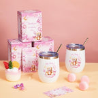 Hoolerry 6 Set Baby Shower Cups, 12oz Stainless Steel Tumbler, Pink Bear - Image 5