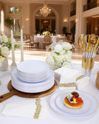 Supernal 350PCS White and Gold Plastic Dinnerware Set for Bridal Showers - Image 6