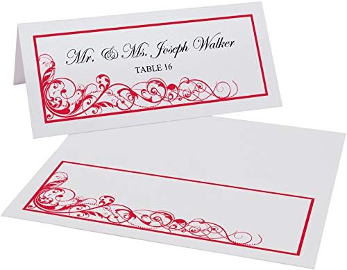Scribble Vintage Swirl Place Cards, Ruby Red, Set of 150, Pre-cut and Score - Image 2
